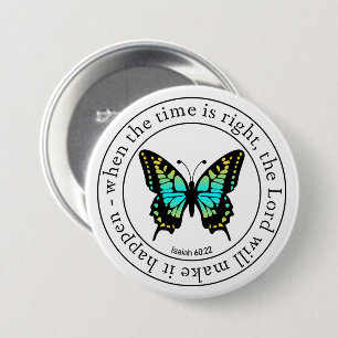 Inspirierende religiöse Schmetterlingswortkunst Button