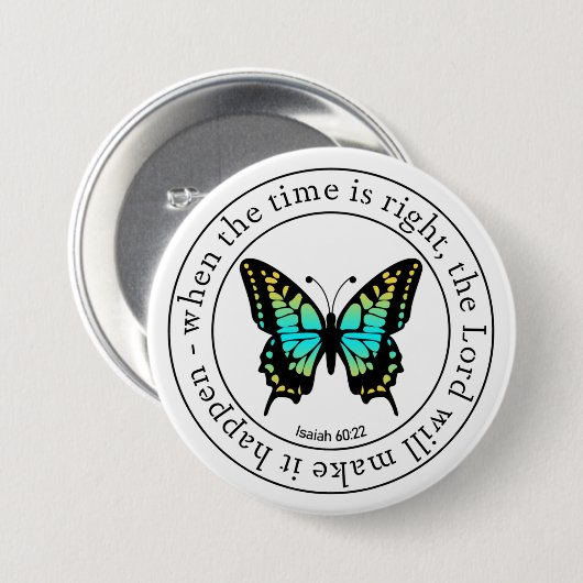 Inspirierende religiöse Schmetterlingswortkunst Button (Vorne & Hinten)
