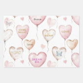 Inspirierende rosa Creme-Herzen Geschenkpapier Set (Vorderseite)