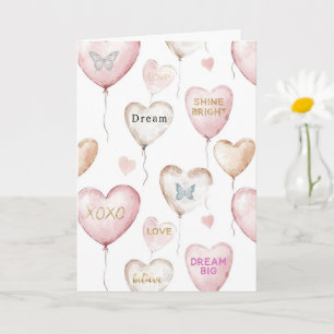 Inspirierende rosa Creme-Herzen Karte