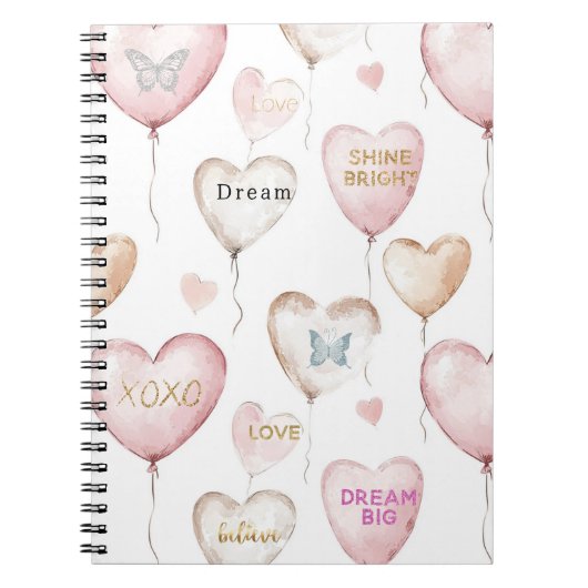 Inspirierende rosa Creme-Herzen Notizblock (Vorderseite)
