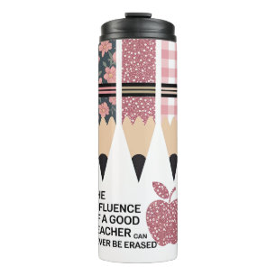 Inspirierende rosa Leopard-Lehrerin Thermosbecher
