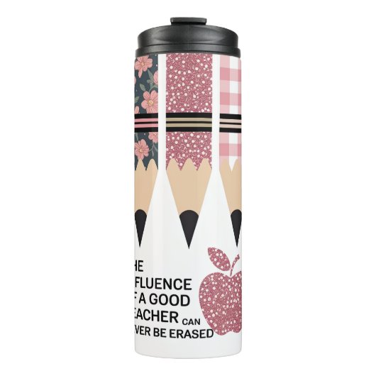 Inspirierende rosa Leopard-Lehrerin Thermosbecher (Vorderseite)