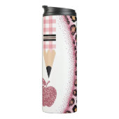 Inspirierende rosa Leopard-Lehrerin Thermosbecher (Nach rechts gedreht)