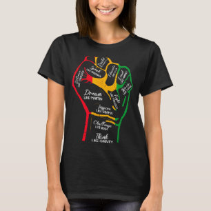 Inspirierende schwarze Führer Kraftfaust Hand schw T-Shirt