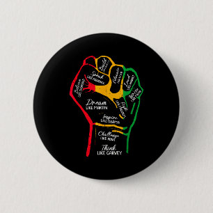 Inspirierende schwarze Führer Power-Faust Hand sch Button