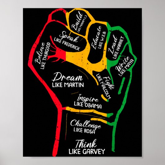 Inspirierende schwarze Führer Power-Faust Hand sch Poster (Vorne)