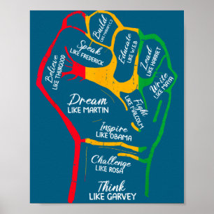 Inspirierende schwarze Führer Power-Faust Hand sch Poster