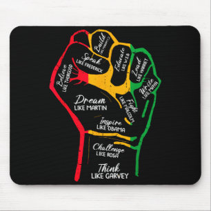 Inspirierende schwarze Führer Power Fist Hand Blac Mousepad