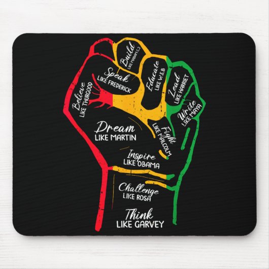 Inspirierende schwarze Führer Power Fist Hand Blac Mousepad (Vorne)