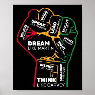 Inspirierende schwarze Führer Power Fist Hand Blac Poster