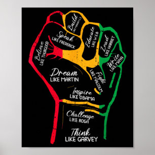 Inspirierende schwarze Führer Power Fist Hand Blac Poster