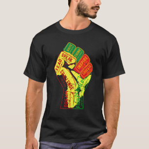 Inspirierende schwarze Führer Power Fist Hand Blac T-Shirt