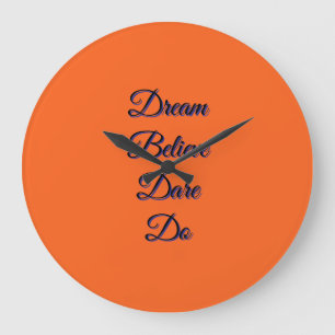 Inspirierende Typografie Verbranntes Orange Modern Große Wanduhr