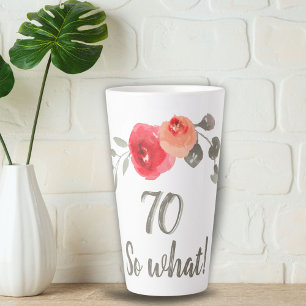 Inspirierende Wasserfarbe zum 70. Geburtstag Flora Milchtasse