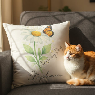 Inspirierende Wasserfarben-Monarch-Gänseblümchen-S Kissen