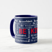 inspirierende Word Cloud auf marineblau Tasse (Vorderseite Links)