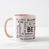 inspirierende Word Cloud on Pink Hearts Tasse (Links)