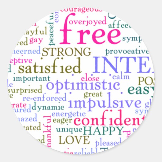 inspirierende Worte Runder Aufkleber (Vorderseite)