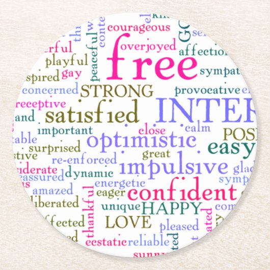 inspirierende Worte Runder Pappuntersetzer (Vorderseite)