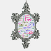 inspirierende Worte Schneeflocken Zinn-Ornament (Links)