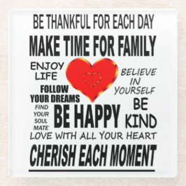 inspirierende Worte zum Leben Glasuntersetzer