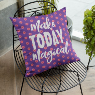 Inspirierende Zitat Blumen Purpur Kissen