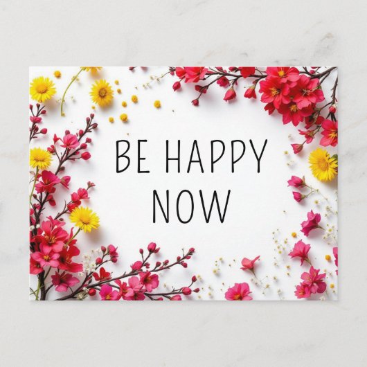 inspirierende Zitate glücklich rosa gelb Postkarte (Vorderseite)