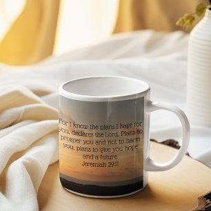 Inspirierender Bibelvers Jeremia 29:11 Sonnenaufga Kaffeetasse