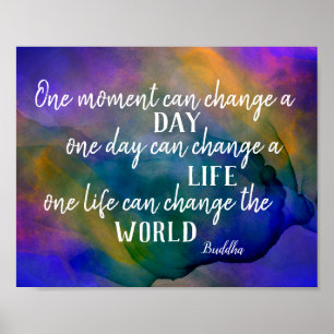 inspirierender Buddha zitiert blau und lila kühn Poster