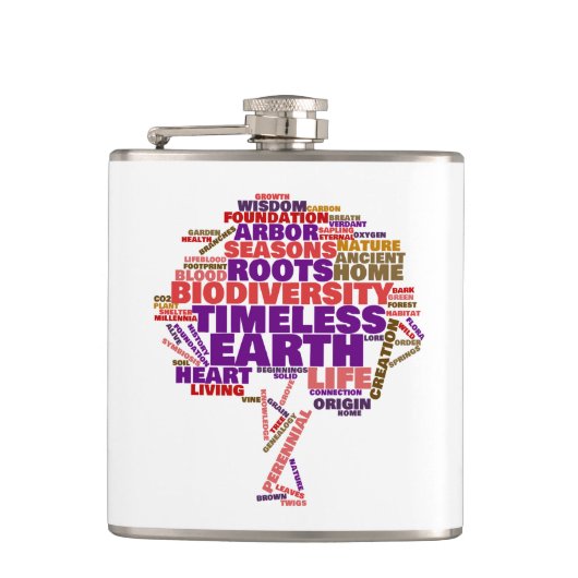 Inspirierender Lebensbaum-Tag-Cloud Flachmann (Vorderseite)