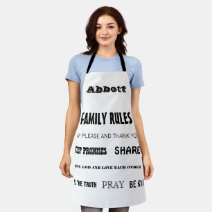 Inspirierender Lebensspruch Familienregeln  Schürze