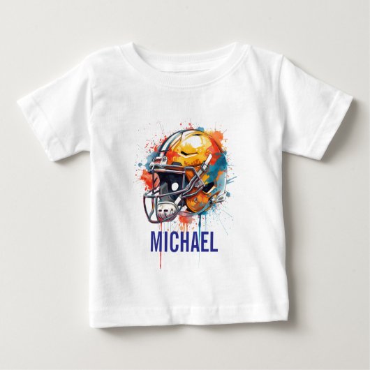 Inspirierender Motivations-Fußballhelm-Name Baby T-shirt (Vorderseite)