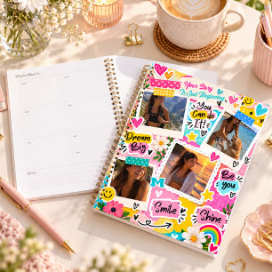 Inspirierender rosa Foto-Collage für Teenager-Mädc Planer