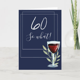 Inspirierender Rotwein Marineblau 60. Geburtstag Karte