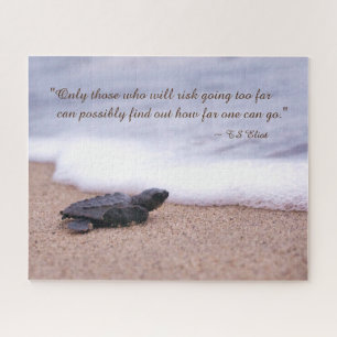 Inspirierender Spruch Baby-Meerschildkröte Sand Oz Puzzle