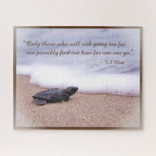 Inspirierender Spruch Baby-Meerschildkröte Sand Oz Puzzle