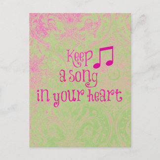 Inspirierender Spruch: Behalte ein Lied in deinem Postkarte