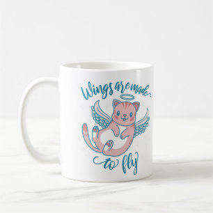 Inspirierender Spruch: Flügel sind zum Fliegen da Kaffeetasse