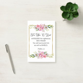 Inspirierender Spruch, Psalm 5:12 Florales Bibelve Post-it Klebezettel
