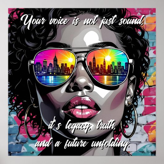 Inspirierender Spruch und Stadtfrau Poster (Vorne)
