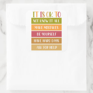 Inspirierender Wellness-Spruch Quadratischer Aufkleber