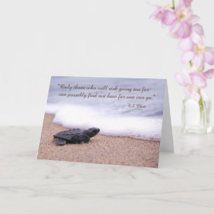 Inspirierender Zitat-Baby-Meerschildkröte Sand Oze Karte