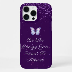 Inspirierender Zitat lila Glitter Schmetterling iPhone 16 Pro Max Hülle