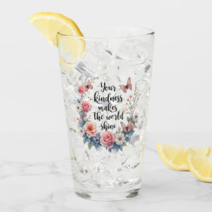 Inspirierendes Blumen-Zitat mit Schmetterlingen Glas