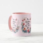 inspirierendes Blumenzitat mit Schmetterlingen Tasse (Vorderseite Links)