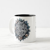 inspirierendes Blumenzitat Zweifarbige Tasse (Vorderseite Links)