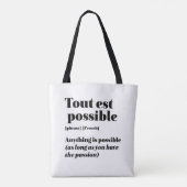 inspirierendes französisches Zitat lässt sich nich Tasche (Rückseite)