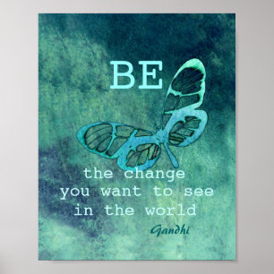 inspirierendes Gandhi Zitat-Poster aquamariner Sch Poster