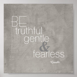 inspirierendes Gandhi Zitat-Poster grau-weiß Poster